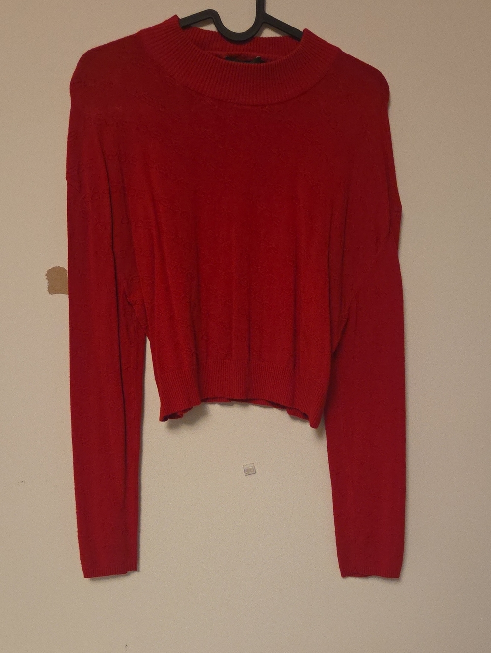 bebe Red Cropped Knit Sweater